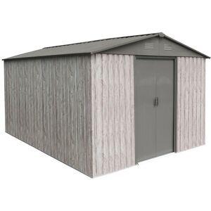 X-Metal Abri de jardin métal 9,12m² WoodTouch beige  + kit d'ancrage X-METAL