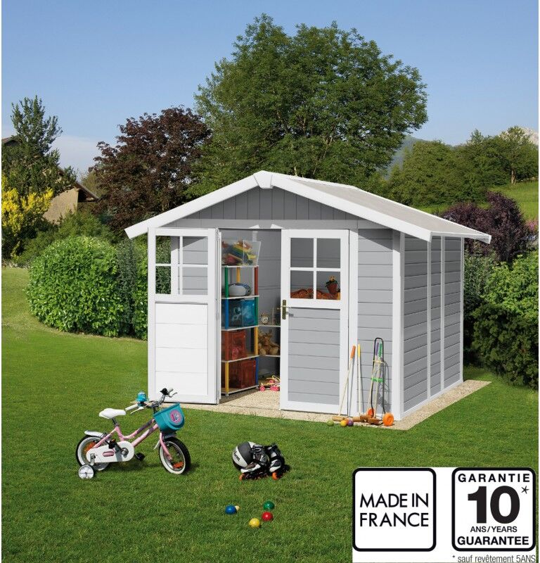 Grosfillex Abri de jardin en PVC 4,9m² DECO gris clair et blanc Grosfillex + kit ancrage offert Grosfillex Abri de jardin en PVC 4,9m² DECO gris clair et blanc Grosfillex + kit ancrage offert