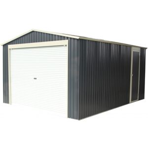 X-Metal Garage métal anthracite 19,52m² porte enroulable + kit d'ancrage X-METAL