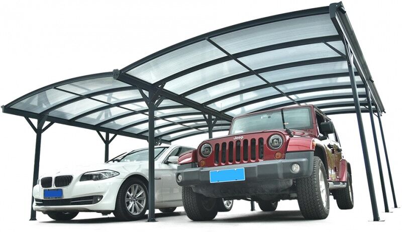 X-Metal Carport double en aluminium anthracite et polycarbonate 6mm X-METAL X-Metal Carport double en aluminium anthracite et polycarbonate 6mm X-METAL