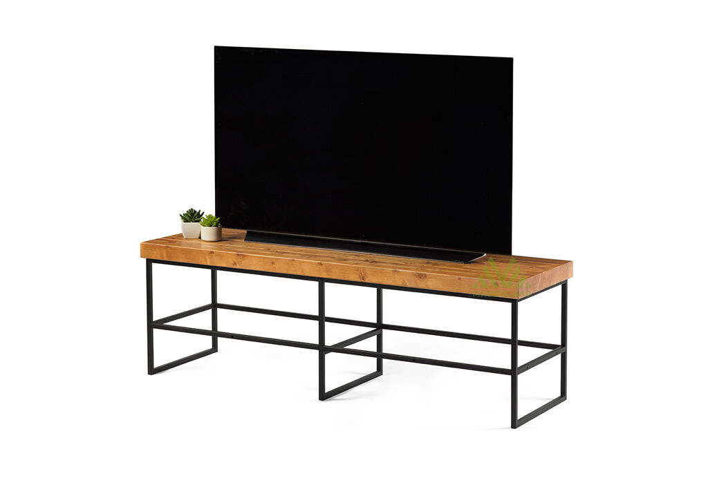 Maderland Meuble TV en bois de pin massif et acier Isabelle – 153 x 48 x 51 cm