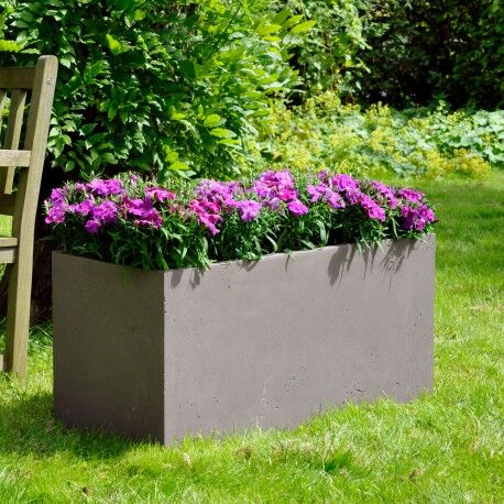 Jardinière en fibre de terre 100x45xH.45cm taupe Jardinière en fibre de terre 100x45xH.45cm taupe