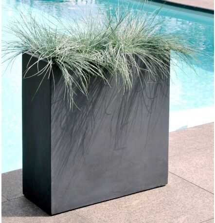 Bac à plantes en fibre de terre 80x30xH.92cm gris plomb Bac à plantes en fibre de terre 80x30xH.92cm gris plomb