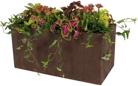 Jardinière en fibre de terre 100x45xH.45cm effet rouille Jardinière en fibre de terre 100x45xH.45cm effet rouille