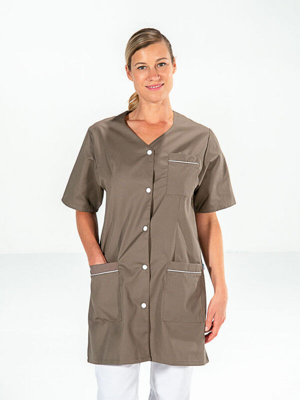 Mylookpro Blouse médicale manches courtes Hélène Taupe