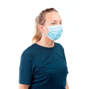 MUTEXIL Masque filtrant non tisse a elastiques avec barette nasale 3 plis bleu - Boite de 50