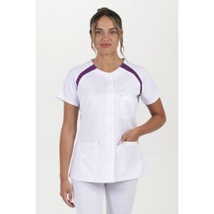 DYNEKE Blouse medicale femme manches courtes ranglan couture lilas