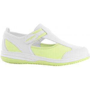 Chaussure medicale Candy blanche et vert SRC antistatique en lycra Oxypas