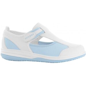 Chaussure medicale blanche et bleu SRC antistatique en lycra Oxypas