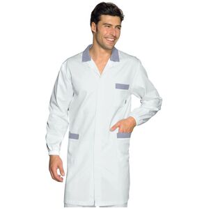 ISACCO Blouse Medicale Homme Toronto Blanc Raye Bleu 100% Coton