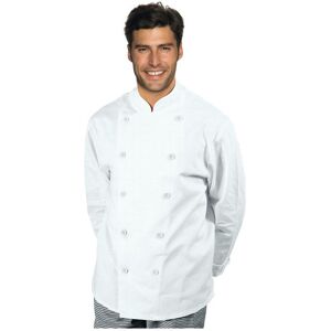 ISACCO Veste Chef Cuisinier Livorno Boutons Plats Blanc 100% Coton