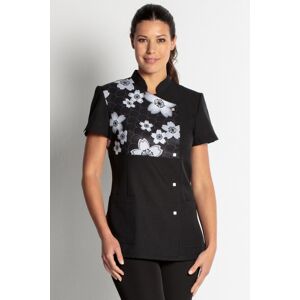 DYNEKE Blouse noire Estheticienne Col Mao, Natural