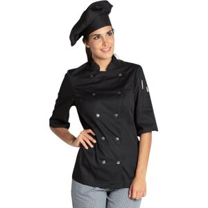 DYNEKE Veste noire de cuisine manches 3/4 Lady Chef Look