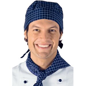 ISACCO Toque Bandana Cuisine Blanc Carreaux Bleu