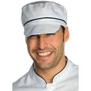 ISACCO Casquette blanche  de cuisine charly avec filet et finition noire