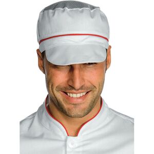 ISACCO Casquette blanche de cuisine charly avec filet et finition rouge