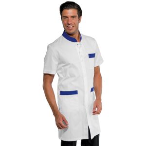 Isacco Blouse de travail pour homme à manches courtes Dover blanche/bleue 65% Polyester 35% Coton - Publicité Isacco Blouse de travail pour homme à manches courtes Dover blanche/bleue 65% Polyester 35% Coton - Publicité
