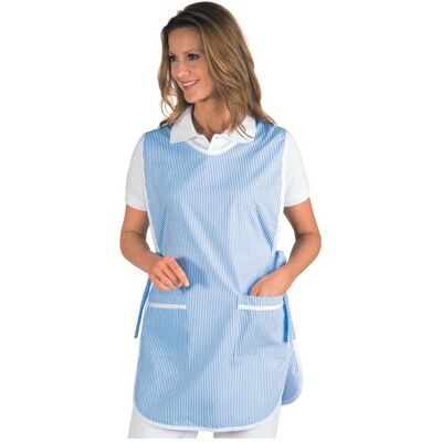 Isacco Tablier Médicale Poncho Blanc Rayé Bleu - Publicité Isacco Tablier Médicale Poncho Blanc Rayé Bleu - Publicité