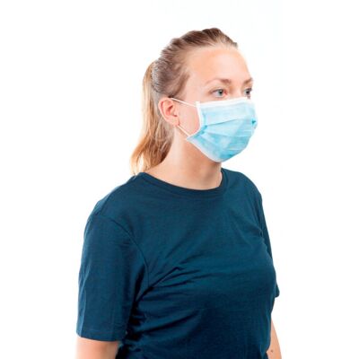 Safety Jogger Masque filtrant non tissé à élastiques avec barette nasale 3 plis bleu - Boite de 50 - Publicité Safety Jogger Masque filtrant non tissé à élastiques avec barette nasale 3 plis bleu - Boite de 50 - Publicité