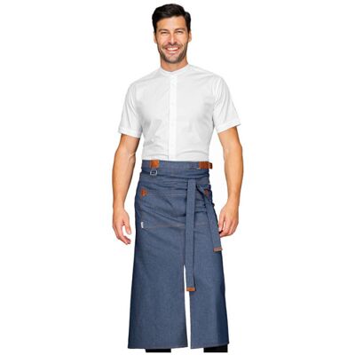 Isacco Tablier de travail homme Tennessee avec fente Jeans bleu 100% Coton - Publicité Isacco Tablier de travail homme Tennessee avec fente Jeans bleu 100% Coton - Publicité