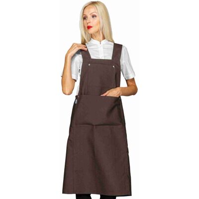 Isacco Tablier de travail femme avec poche Nagano Marron foncé 100% Polyester - Publicité Isacco Tablier de travail femme avec poche Nagano Marron foncé 100% Polyester - Publicité