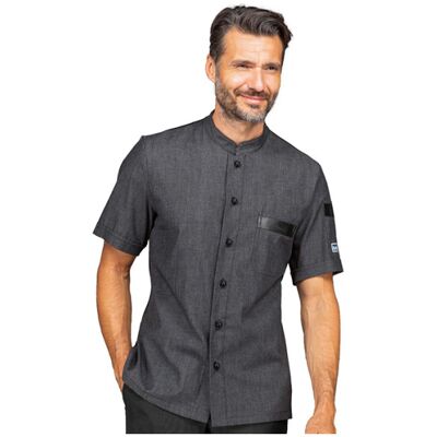 Isacco Veste de chef Koen Jean's noir à manches courtes - Publicité Isacco Veste de chef Koen Jean's noir à manches courtes - Publicité