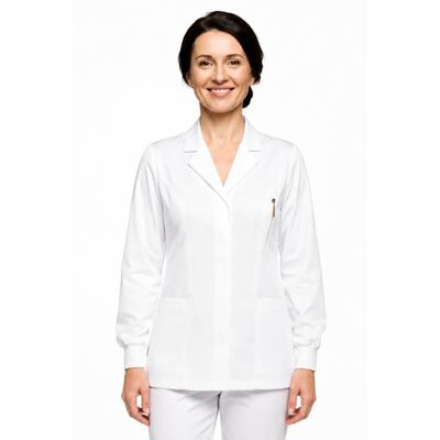 Tunique médicale blanche Polyester à poignets tricots Isacco - Publicité Tunique médicale blanche Polyester à poignets tricots Isacco - Publicité