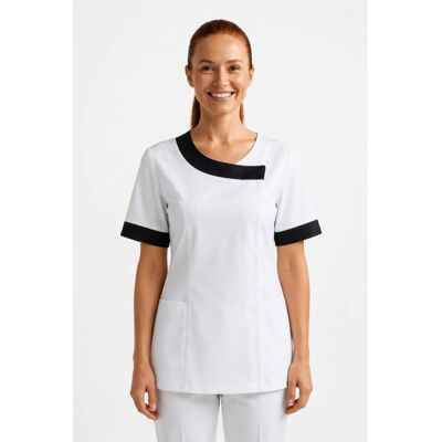 Isacco Tunique médicale blanche et noire - Publicité Isacco Tunique médicale blanche et noire - Publicité