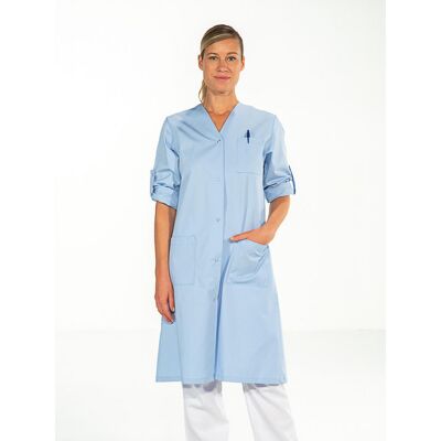 SNV Blouse de travail Bleu ciel manches ajustables LISA - Publicité SNV Blouse de travail Bleu ciel manches ajustables LISA - Publicité