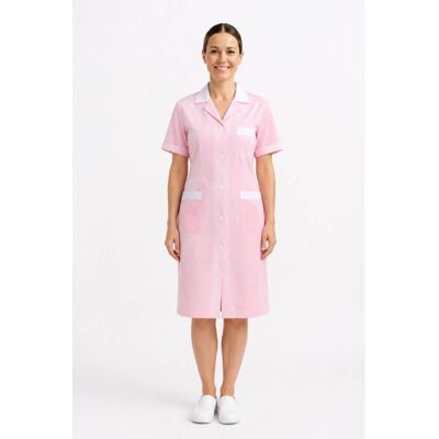 Isacco Blouse de travail femme de ménage Positano 100% coton rose - Publicité Isacco Blouse de travail femme de ménage Positano 100% coton rose - Publicité