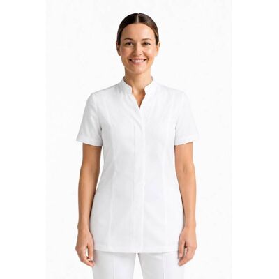 Tunique médicale blanche col Mao manches courtes Isacco - Publicité Tunique médicale blanche col Mao manches courtes Isacco - Publicité