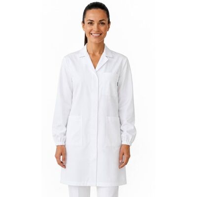 Isacco Blouse Blanche Chimie Femme 100% Coton Prévention des Risques - Publicité Isacco Blouse Blanche Chimie Femme 100% Coton Prévention des Risques - Publicité