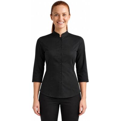 Isacco Chemise Stretch Col Mao Manches 3/4 Noir L - Publicité Isacco Chemise Stretch Col Mao Manches 3/4 Noir L - Publicité