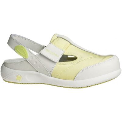 Sabot médical SRC en cuir et lycra blanc et vert Anais Safety Jogger - Publicité Sabot médical SRC en cuir et lycra blanc et vert Anais Safety Jogger - Publicité