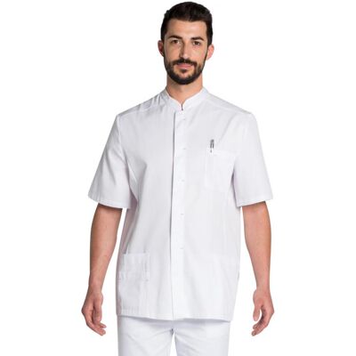 Dyneke Tunique médicale blanche pour homme col officier - Publicité Dyneke Tunique médicale blanche pour homme col officier - Publicité
