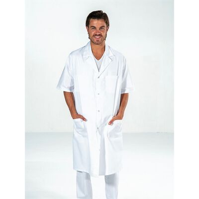SNV Blouse blanche 100% coton Homme manches courtes OSCAR - Publicité SNV Blouse blanche 100% coton Homme manches courtes OSCAR - Publicité