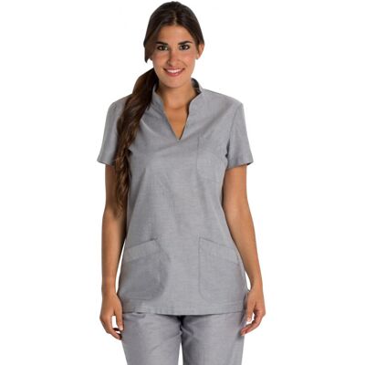 Dyneke Tunique médicale col Mao gris clair - Publicité Dyneke Tunique médicale col Mao gris clair - Publicité