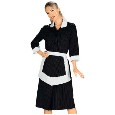 Isacco Blouse Femme De Chambre et Tablier Noir et Blanc 100% Coton - Publicité Isacco Blouse Femme De Chambre et Tablier Noir et Blanc 100% Coton - Publicité