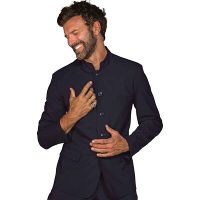 Isacco Veste Homme Riad Stretch Avec Fentes Bleu en Laine/Polyester - Publicité Isacco Veste Homme Riad Stretch Avec Fentes Bleu en Laine/Polyester - Publicité