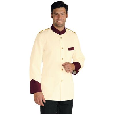 Isacco Veste Maitre d' Hotel Coreana Epaulettes Tressées Crème Bordeaux - Publicité Isacco Veste Maitre d' Hotel Coreana Epaulettes Tressées Crème Bordeaux - Publicité