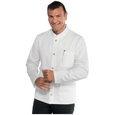 Isacco Veste Homme Col Mao Coreana Blanc 100% Coton - Publicité Isacco Veste Homme Col Mao Coreana Blanc 100% Coton - Publicité