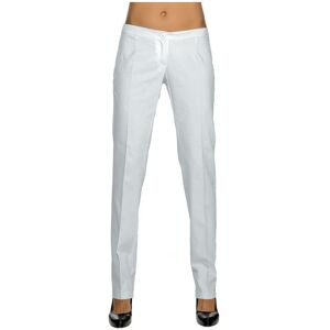 ISACCO Pantalon Slim Femme Blanc 100% Coton