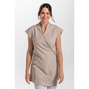 DYNEKE Tunique kimono spa beige avec bordure dorée