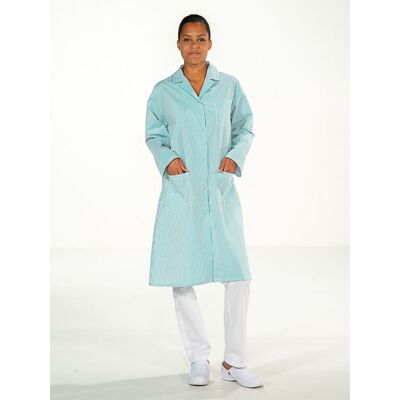 SNV Blouse de travail agent entretien rayé vert manches longues MADONA - Publicité SNV Blouse de travail agent entretien rayé vert manches longues MADONA - Publicité