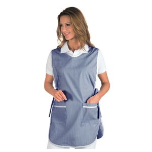 ISACCO Tablier Medicale Poncho Blanc Raye Bleu