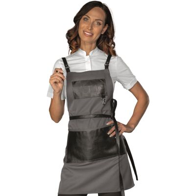 Isacco Tablier court Bristol Gris avec simili cuir Noir 100 % Polyester - Publicité Isacco Tablier court Bristol Gris avec simili cuir Noir 100 % Polyester - Publicité