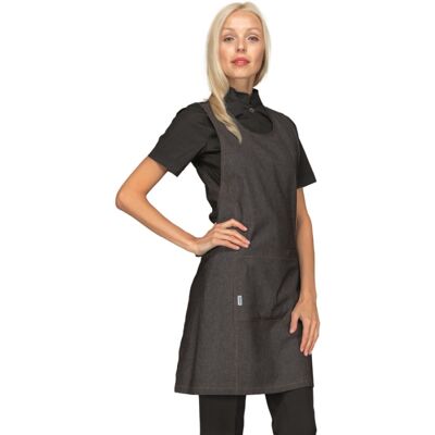 Isacco Tablier long pour femme jean noir 100% Coton - Publicité Isacco Tablier long pour femme jean noir 100% Coton - Publicité