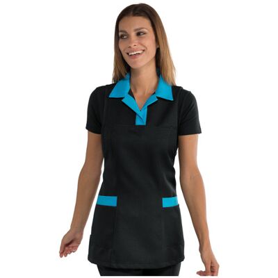 Isacco Tablier pour femme Trinidad noir + turquoise 100% Polyester - Publicité Isacco Tablier pour femme Trinidad noir + turquoise 100% Polyester - Publicité