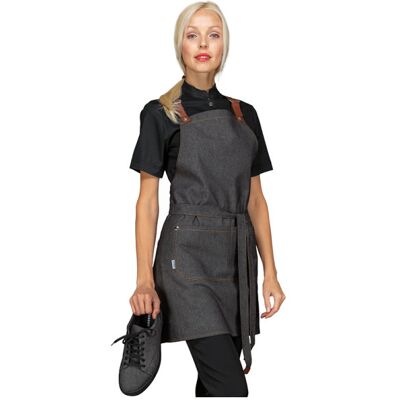 Isacco Tablier Mexicain femme avec poche centrale Jeans noir 100% Cotron - Publicité Isacco Tablier Mexicain femme avec poche centrale Jeans noir 100% Cotron - Publicité
