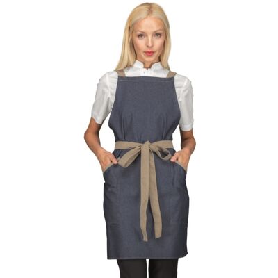 Isacco Tablier Oxford femme en jeans bleu 100% Coton - Publicité Isacco Tablier Oxford femme en jeans bleu 100% Coton - Publicité